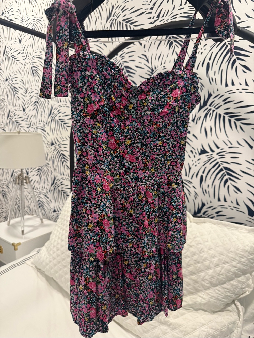 Katie J NYC Black with Multicolor Floral Accents Dress